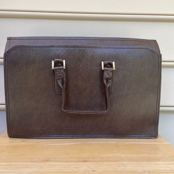 Vintage LL Bean Classic Brown Leather Briefcase Messenger Satchel Bag One Size - Picture 3 of 11